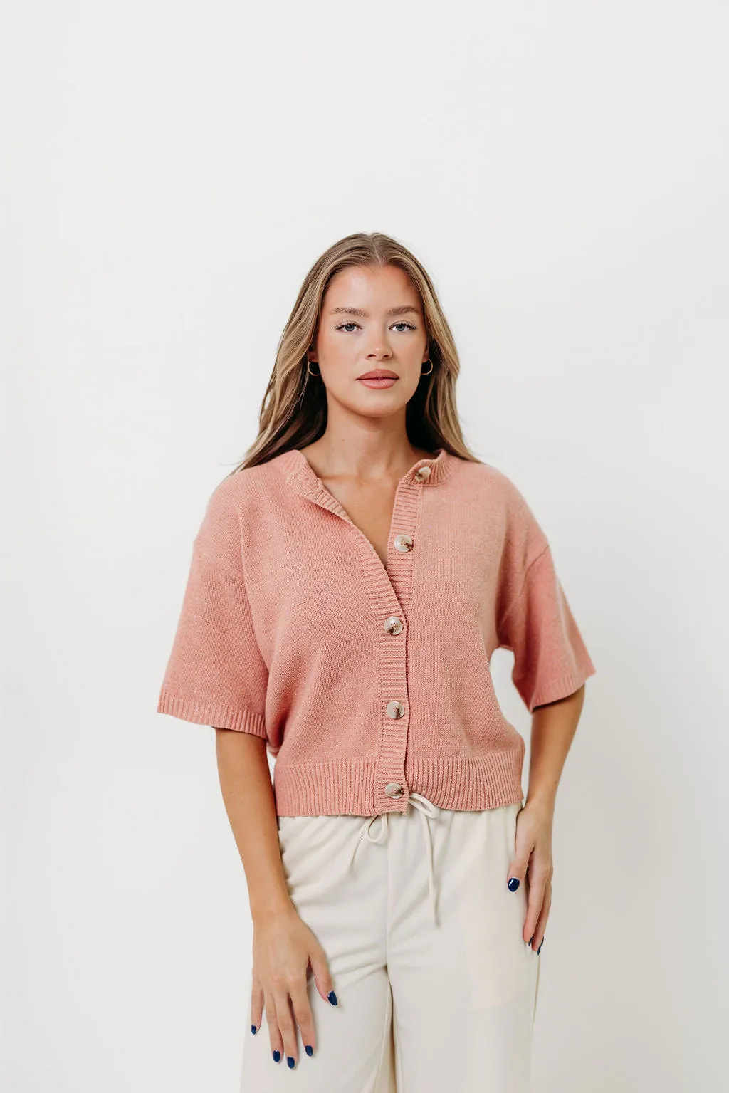 Katalina Cardigan Top in Pink Workday Fit
