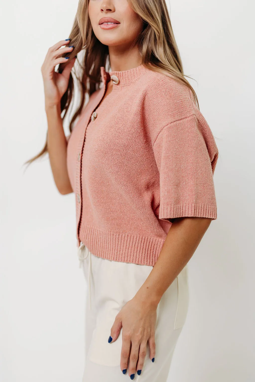 Katalina Cardigan Top in Pink Winter Travel MachineWashable Fabric