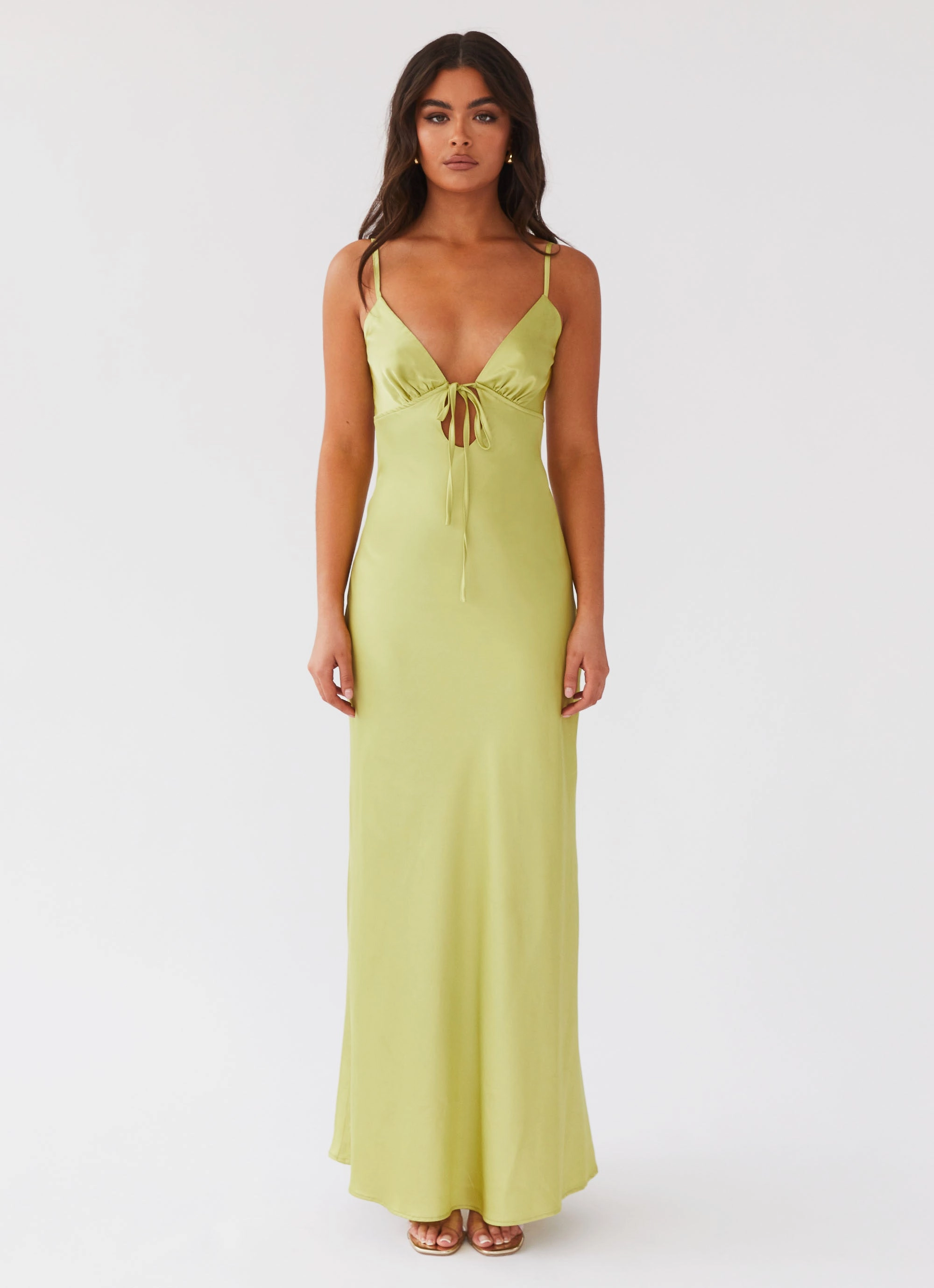 Lounge Ready Light Cloud Flora Satin Maxi Dress - Green Expectations