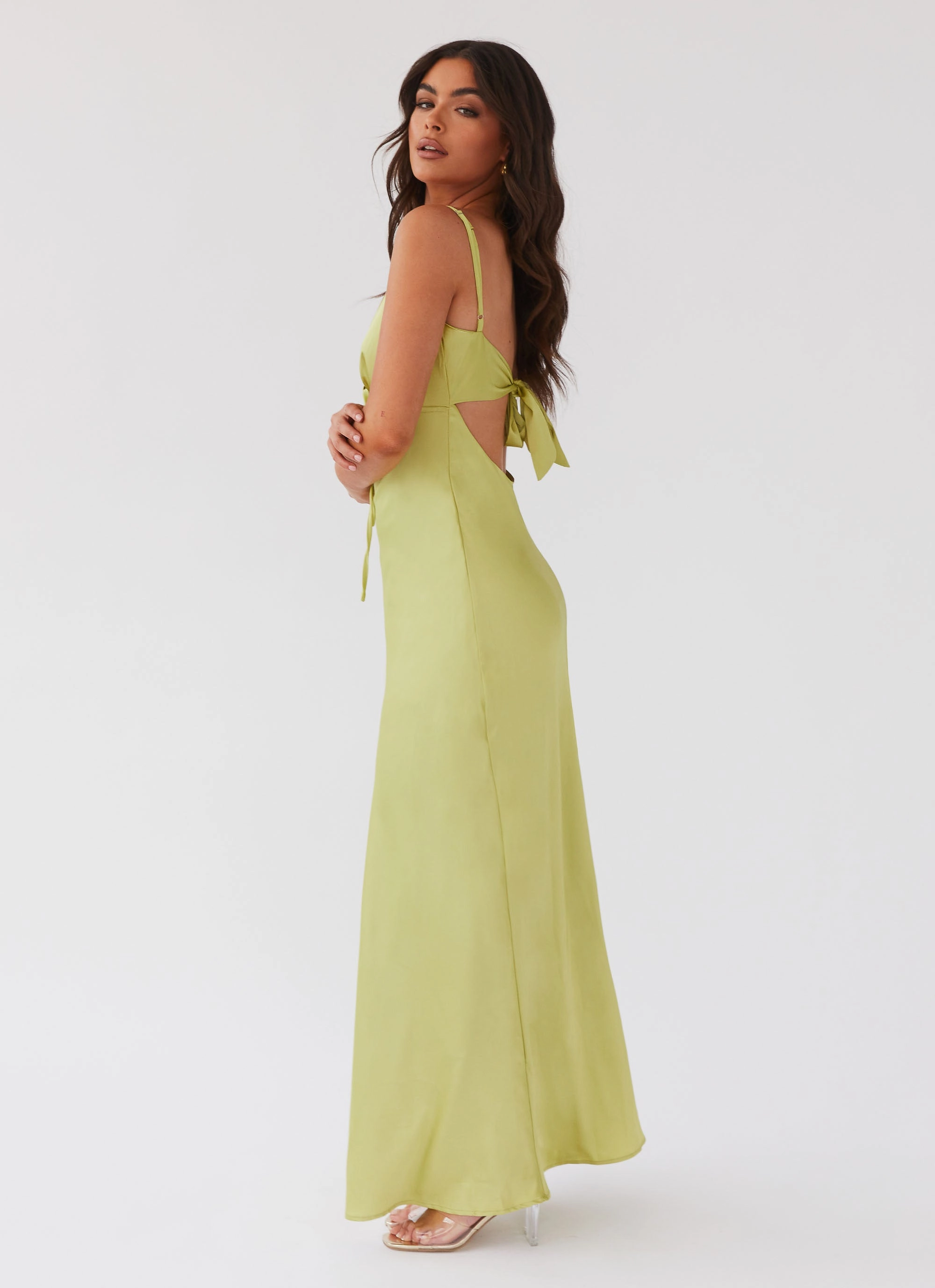Daywear Fit Flora Satin Maxi Dress - Green Expectations