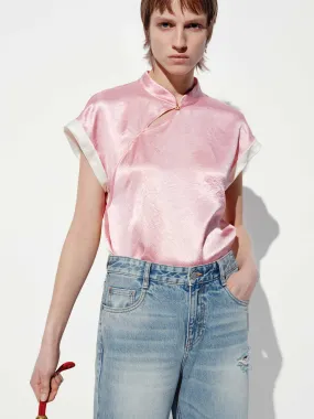 Anti Pilling Finish Neo-Chinese Style Blouse