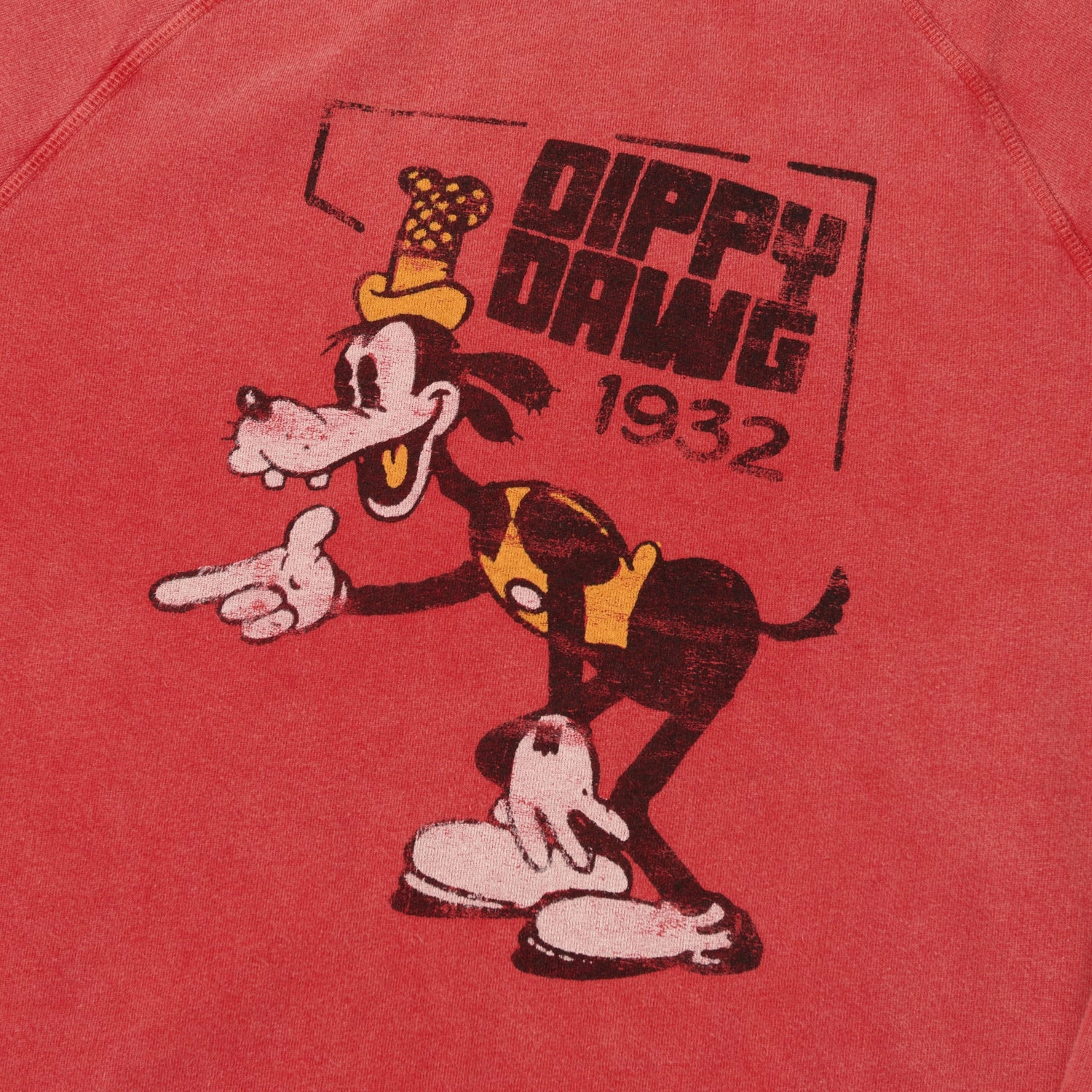 Flea-T 1950s Raglan 'Dippy Dawg' Sweatshirt - Red fringe accents