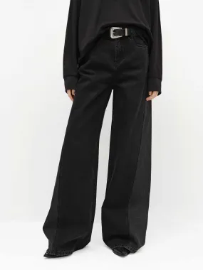 Fashion Routine Easy Fit Paneled Wide Leg Jeans