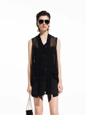 Petite Cut Sheer Sleeveless Blouse