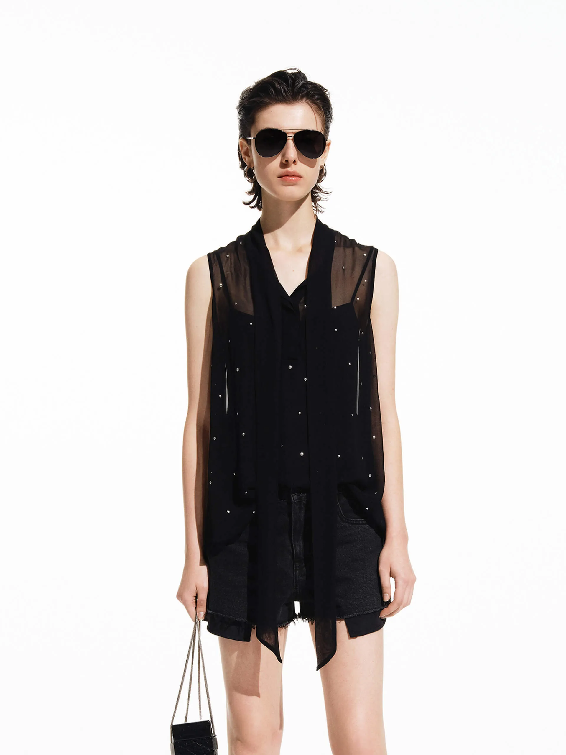 family gathering Sheer Sleeveless Blouse