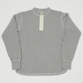 Buzz Rickson's Long Sleeve Thermal Henley - Heather Grey Everyday Look Outdoor Sports