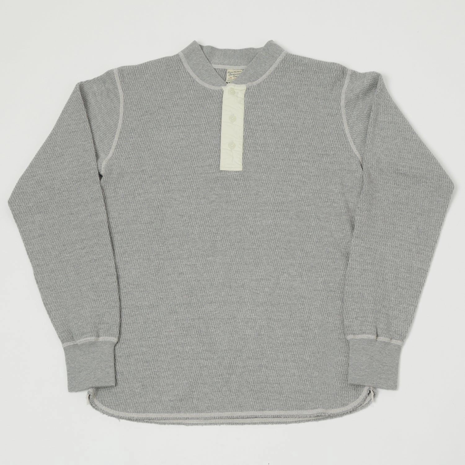 Buzz Rickson's Long Sleeve Thermal Henley - Heather Grey Everyday Look Outdoor Sports