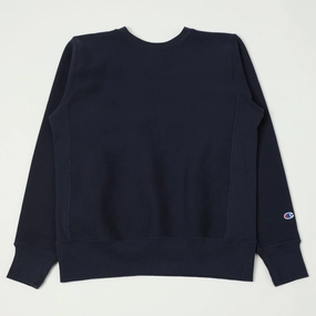 Relaxed Essentials Fashion Flex Champion Made in USA Reverse Weave Crewneck Sweatshirt - Navy