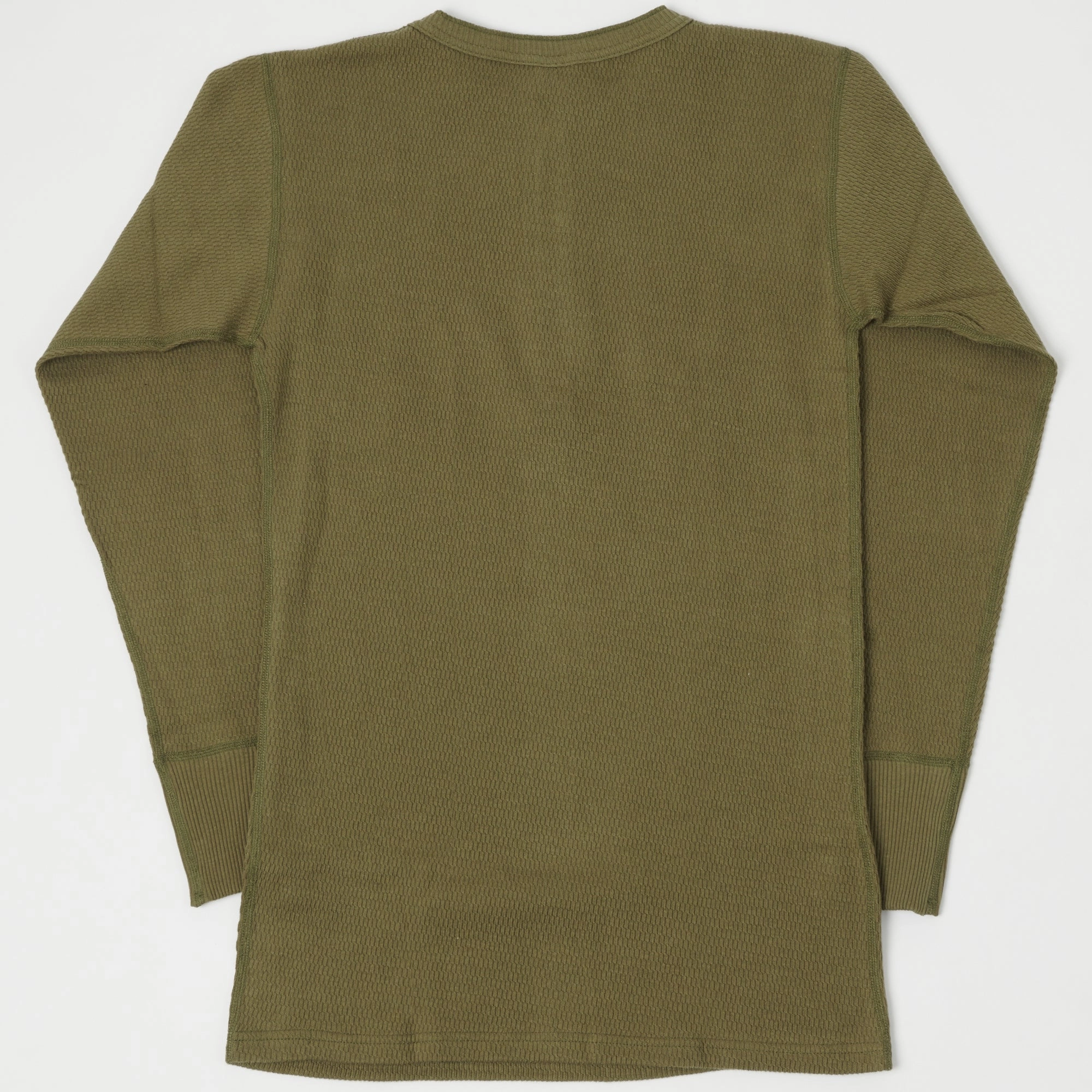 Warehouse & Co 5904 Waffle Knit Thermal Henley - Olive Drab Relaxed Fit Design