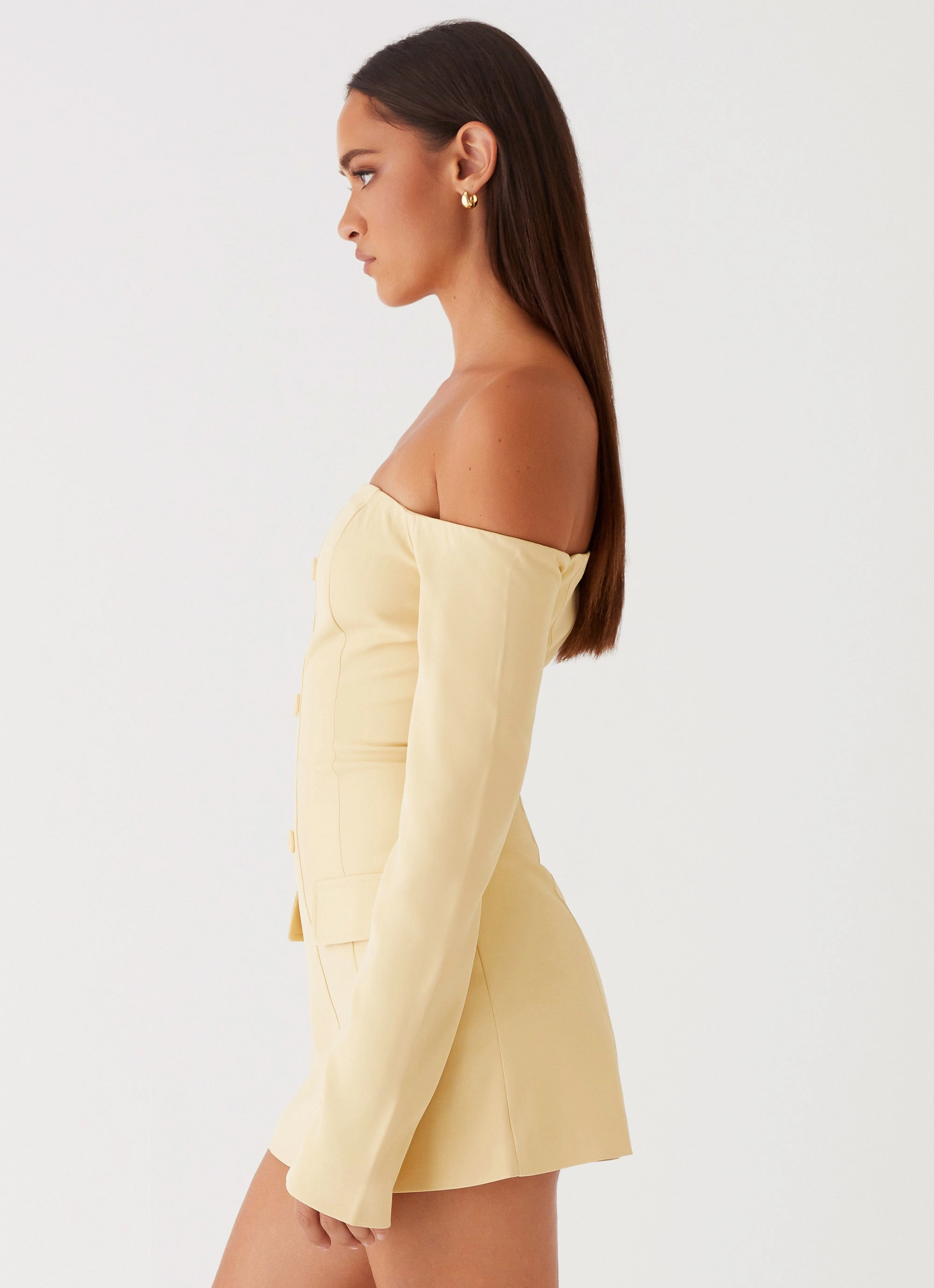 Dominique Blazer Mini Dress - Yellow Neutral Look