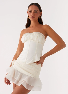 Red Carpet Trendy Appearance Call Me Never Tiered Mini Skirt - Ivory