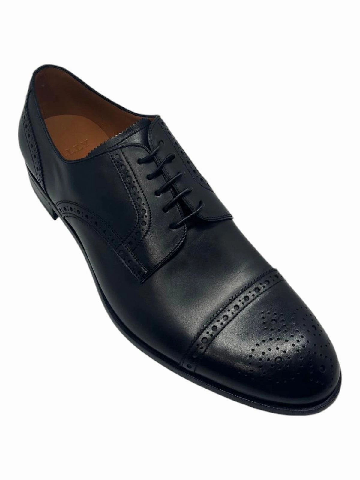 Polished Look Design Lover Sharp Look Bally Brooking 6301284 Men's Black Calf Plain Leather Oxford Shoes