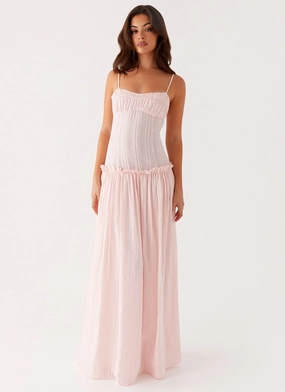 Jacinda Drop Waist Maxi Dress - Pink Harmonious Layers Sleeveless