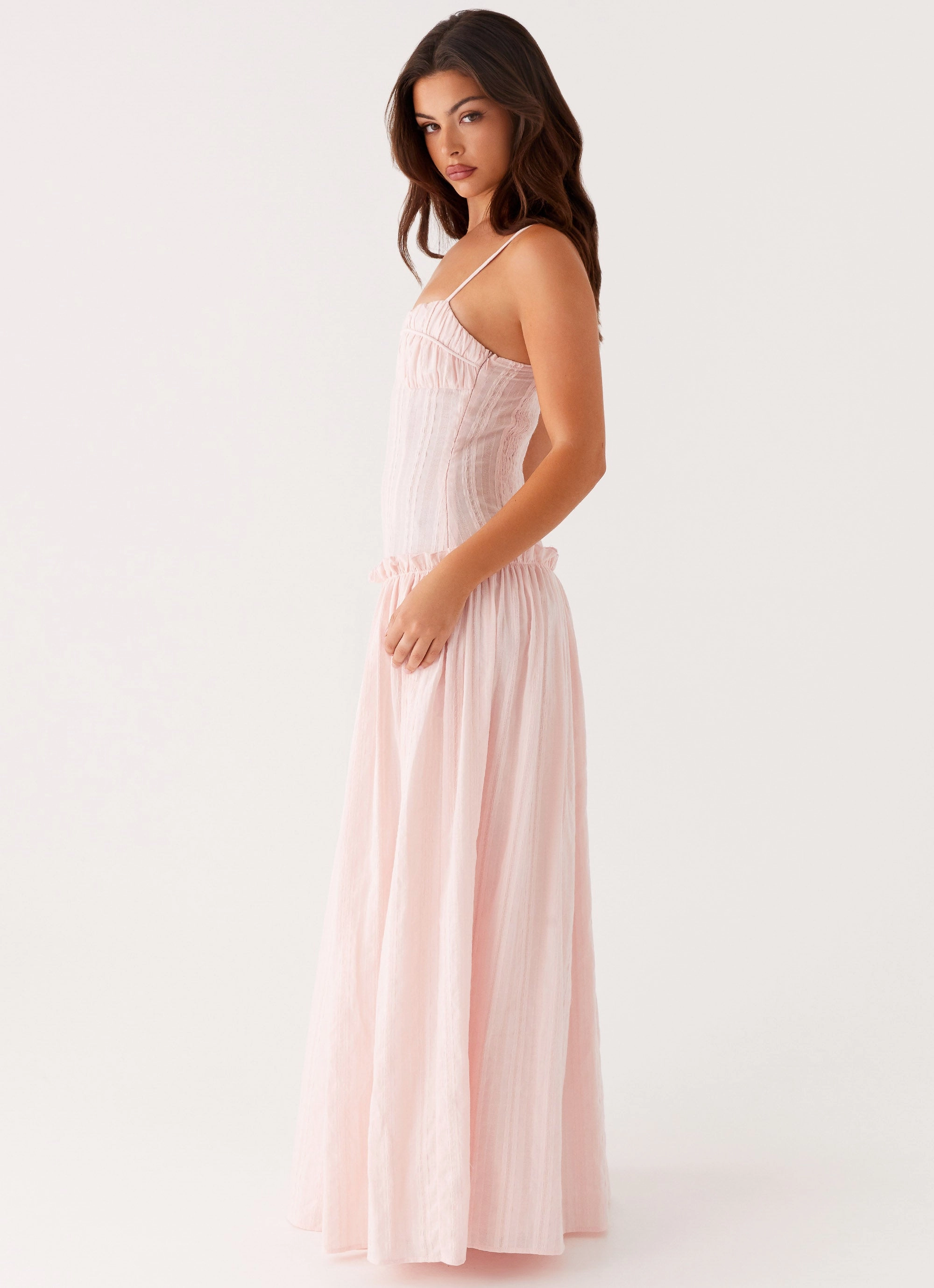 Jacinda Drop Waist Maxi Dress - Pink Elegant Piece All Day Ready