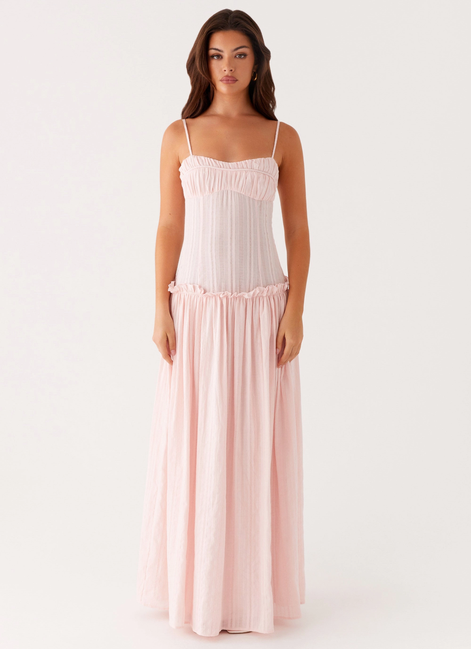 Jacinda Drop Waist Maxi Dress - Pink Handmade