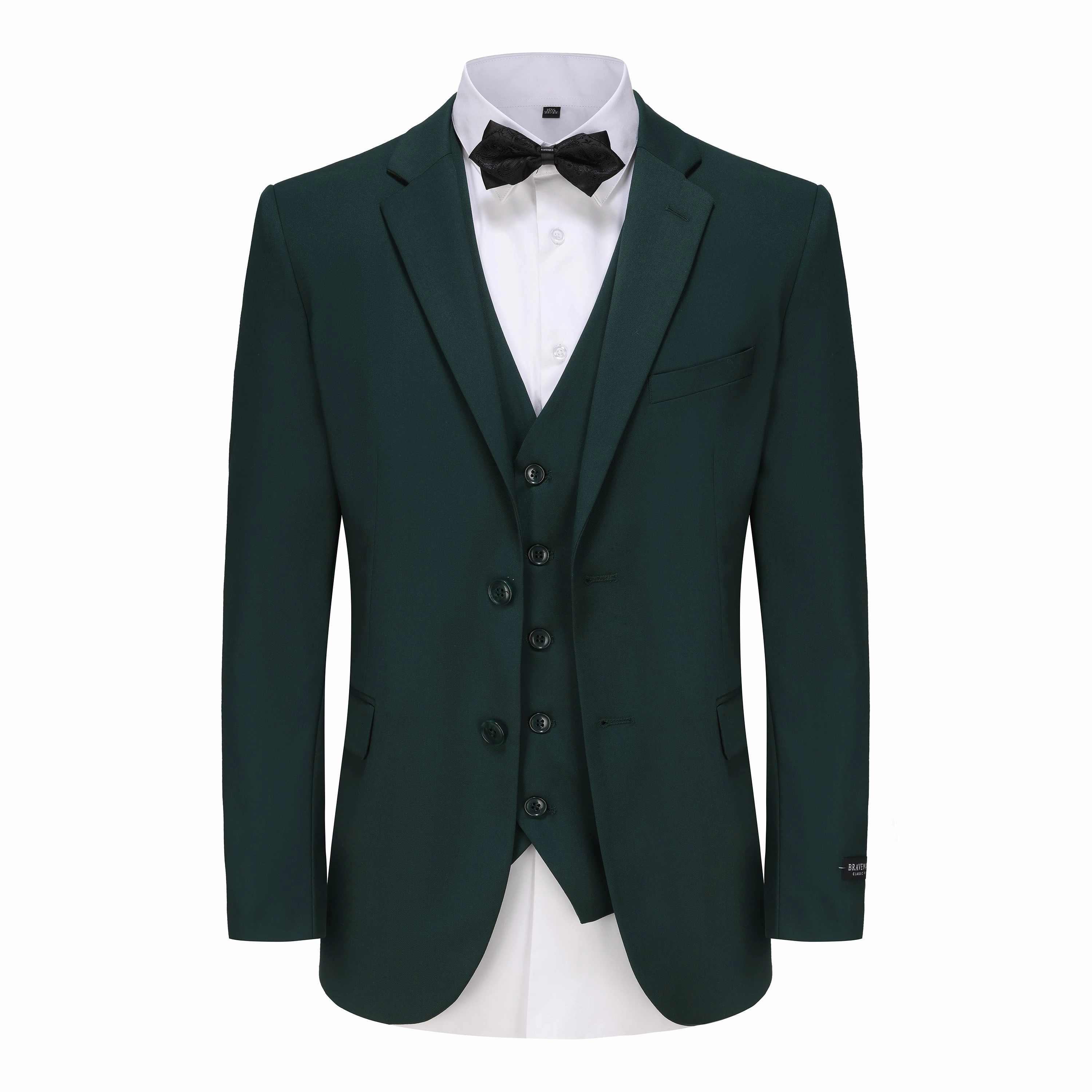 Men's 3-Piece Classic Fit Performance Stretch Suit Elegant Look Light Reflective Trim