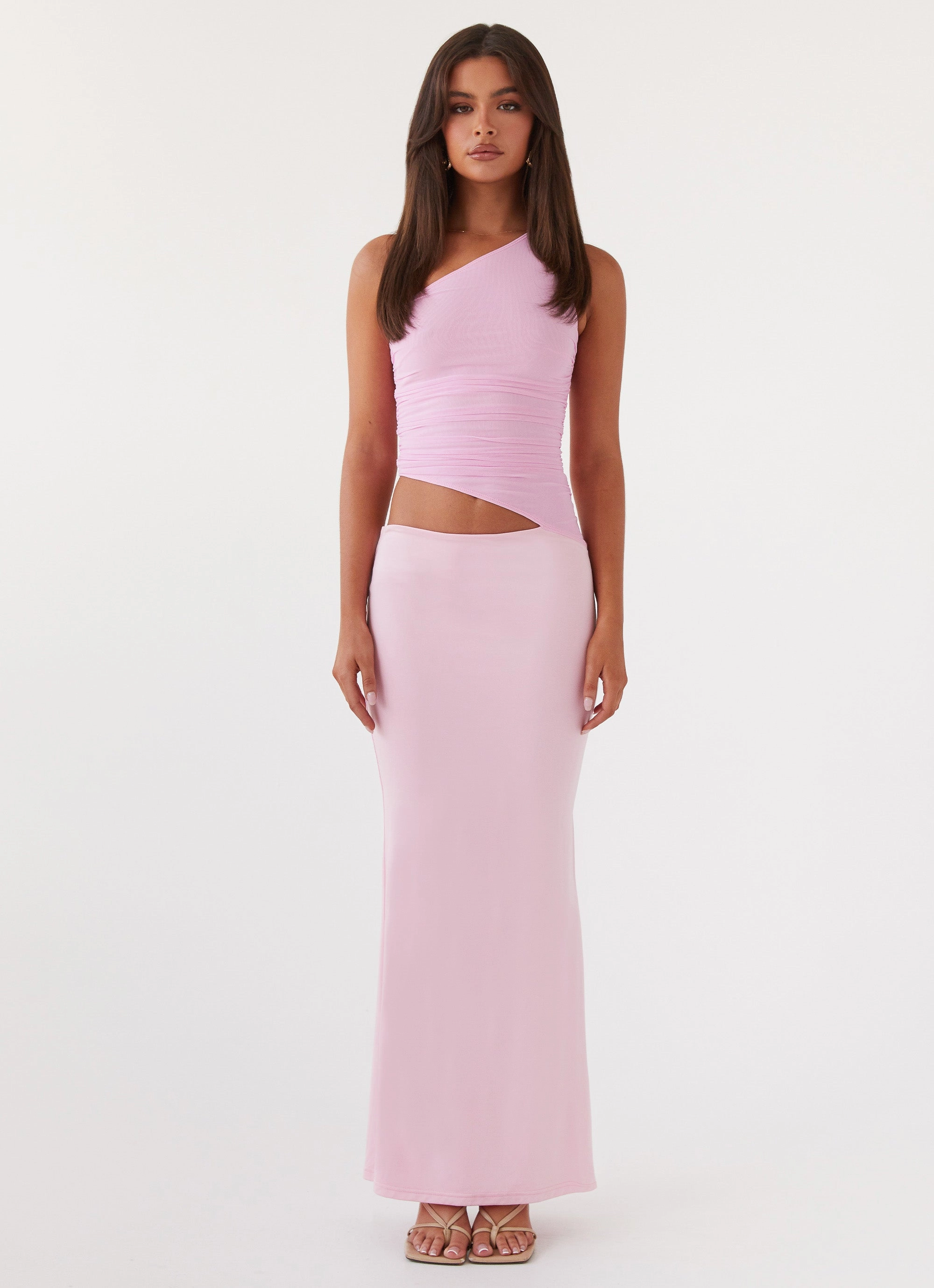 Seranella One Shoulder Maxi Dress - Pink Resort Ready Chill Design