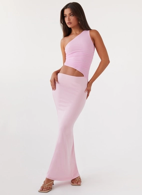 Seranella One Shoulder Maxi Dress - Pink Classic and Chic All-day Comfort