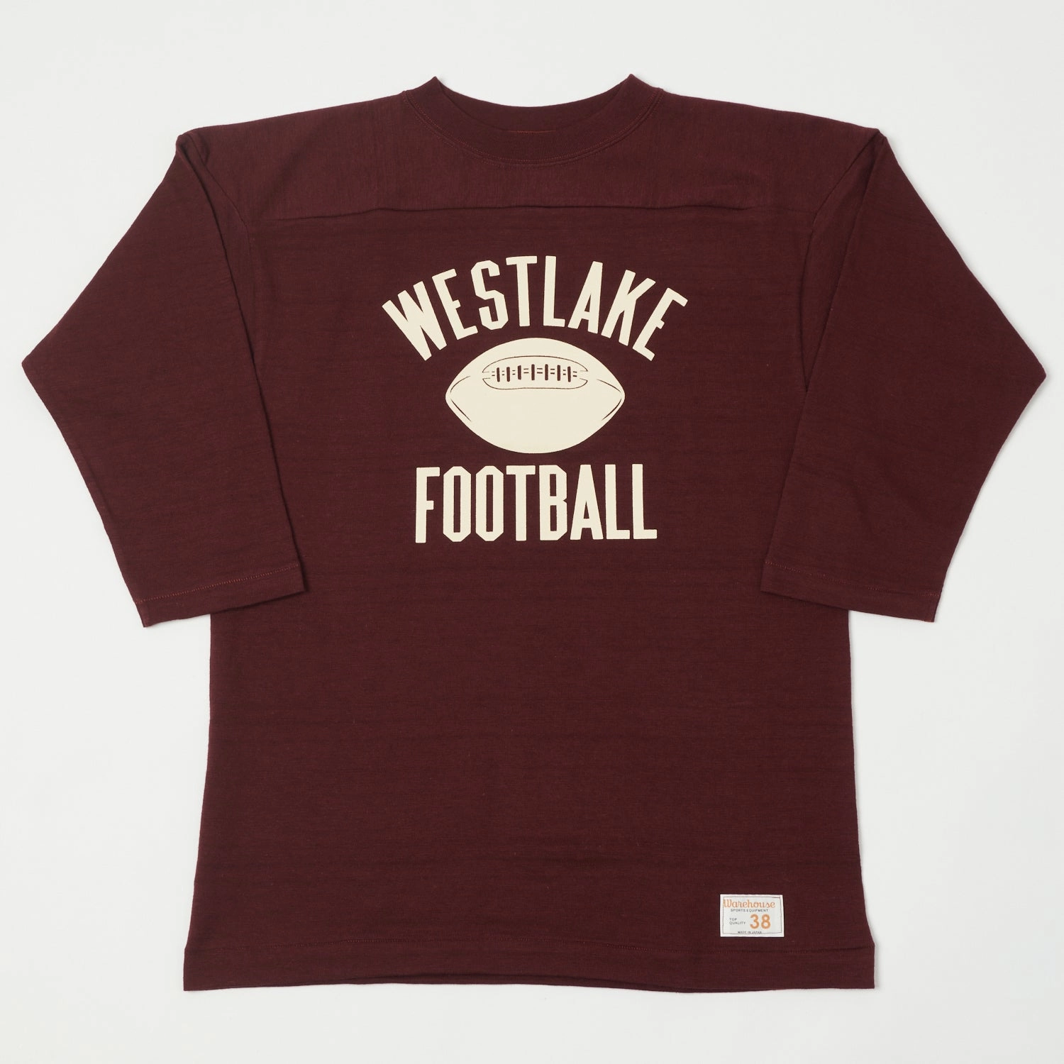 Warehouse & Co 4063 'West Lake' 3/4 Sleeve Football T-Shirt - Bordeaux Cozy Fit Daily Favorite