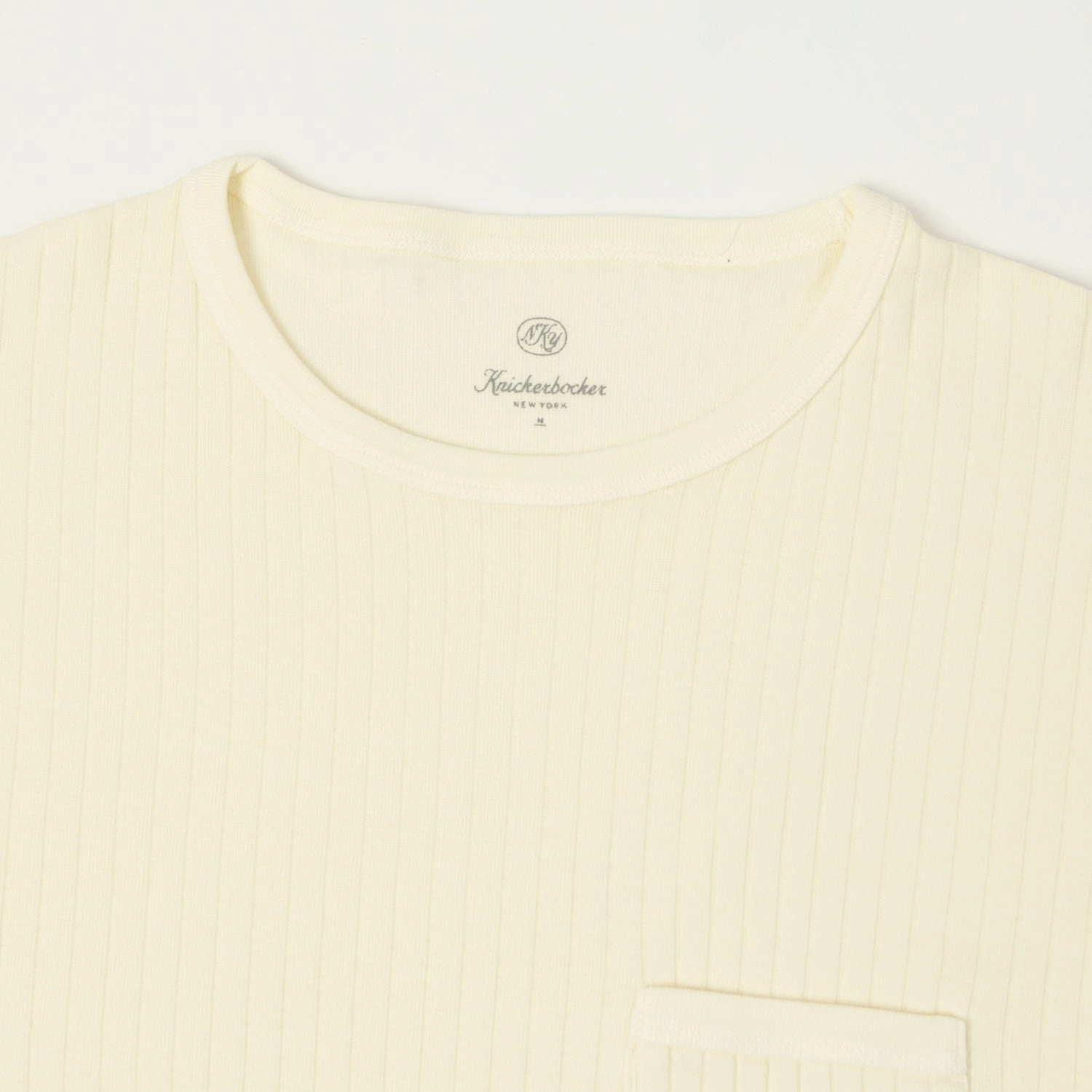 Heather Jersey Material Knickerbocker Rib Pocket T-Shirt - Milk