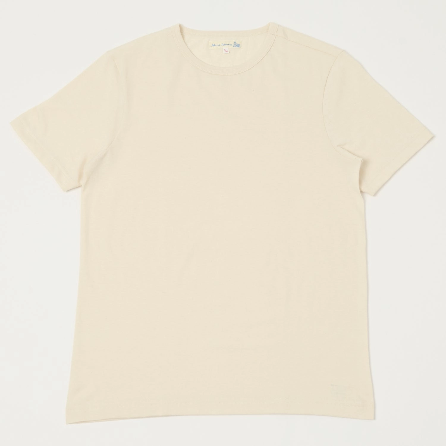 Layered Hem Design Ribbed collar Merz b. Schwanen 1950s Classic Lighweight T-Shirt - Nature