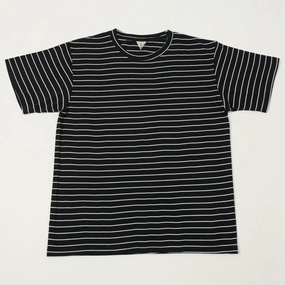 FilMelange 'Wolf' Merino Wool Tenjiku Tee - Black/White Comfy Fit Ribbed Collar Trim