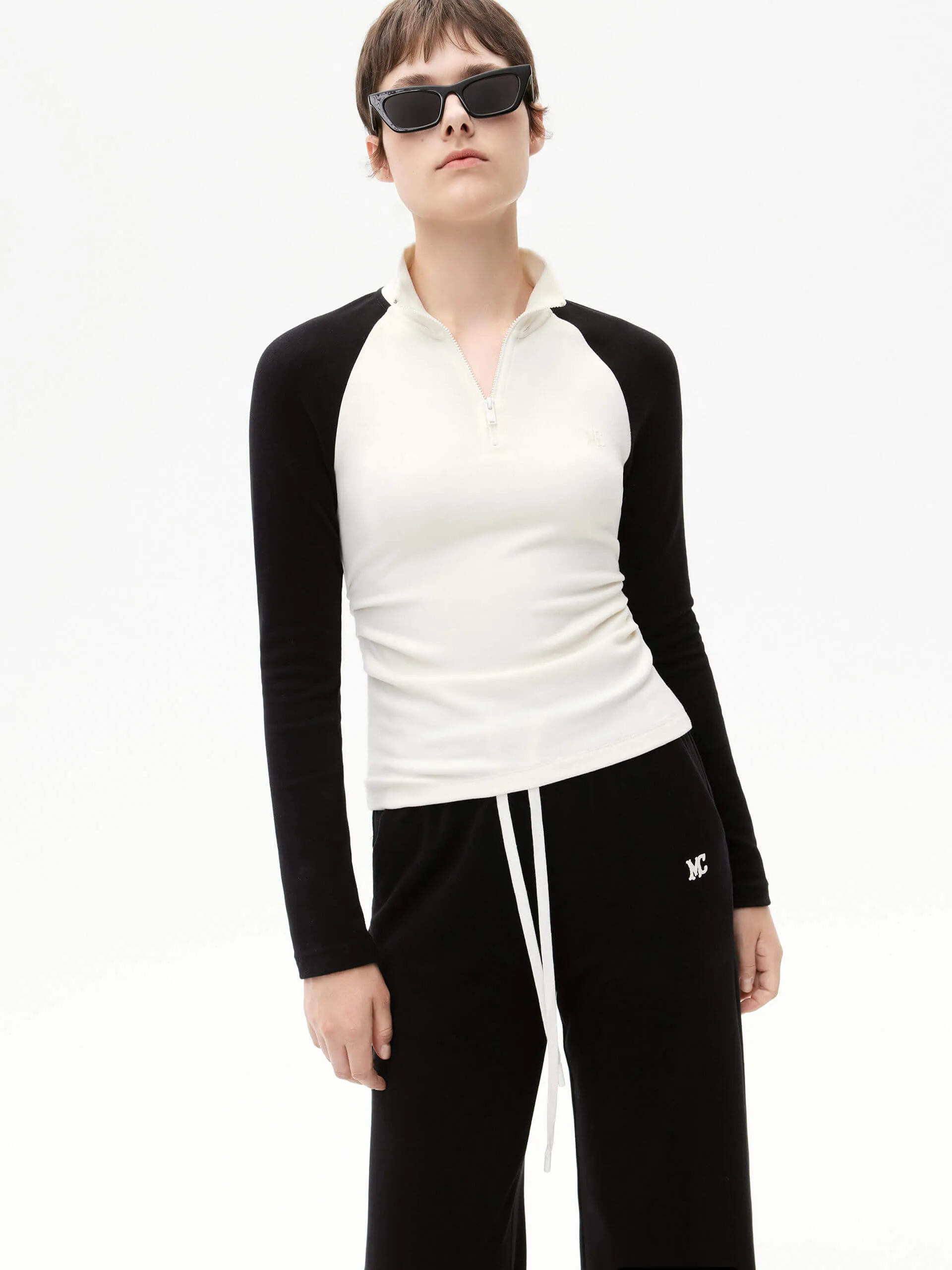 Raglan Sleeves Pleated Top Ultra Soft Interior Structured Shoulder Support