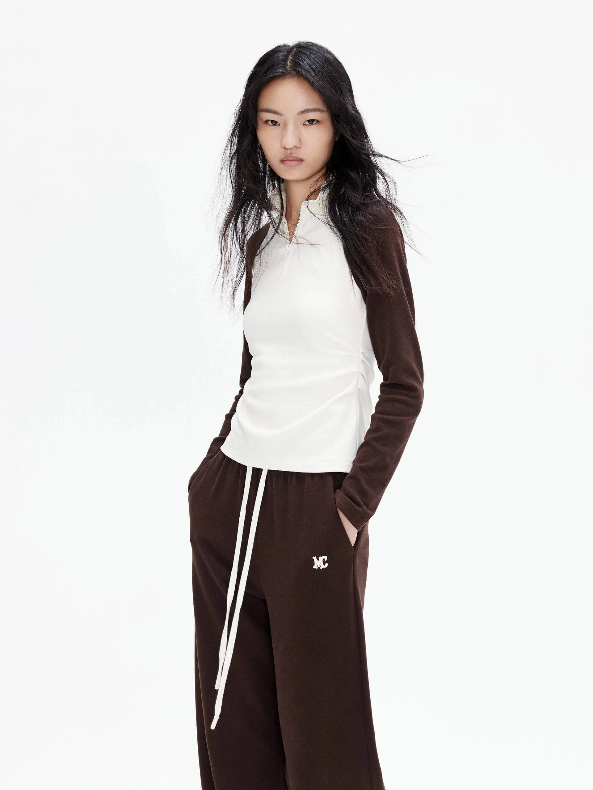 Seasonal Fashion Raglan Sleeves Pleated Top