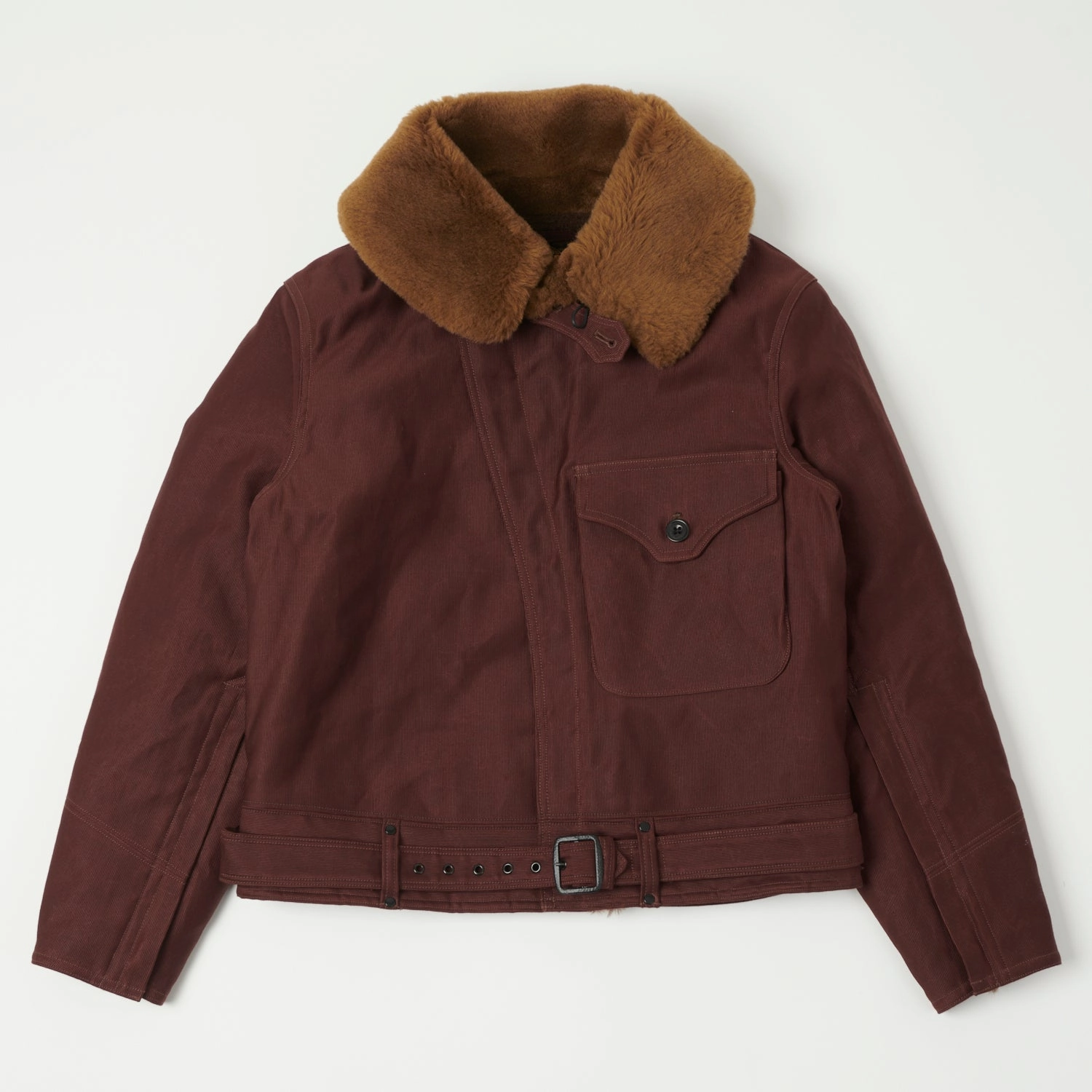 Sleek Layer Fashionable Freewheelers & Co 'Wind Master' Winter Flying Jacket - Red Brown