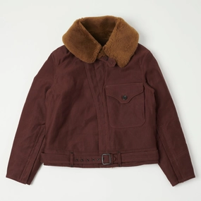 Sleek Layer Fashionable Freewheelers & Co 'Wind Master' Winter Flying Jacket - Red Brown