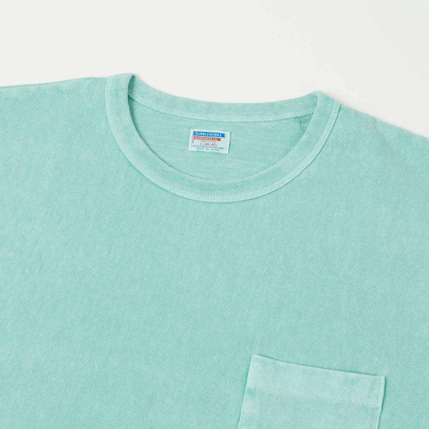 Soft Lining Luxury exclusivity Dubbleworks Heavy Fabric Pigment Pocket Tee - Light Turquoise