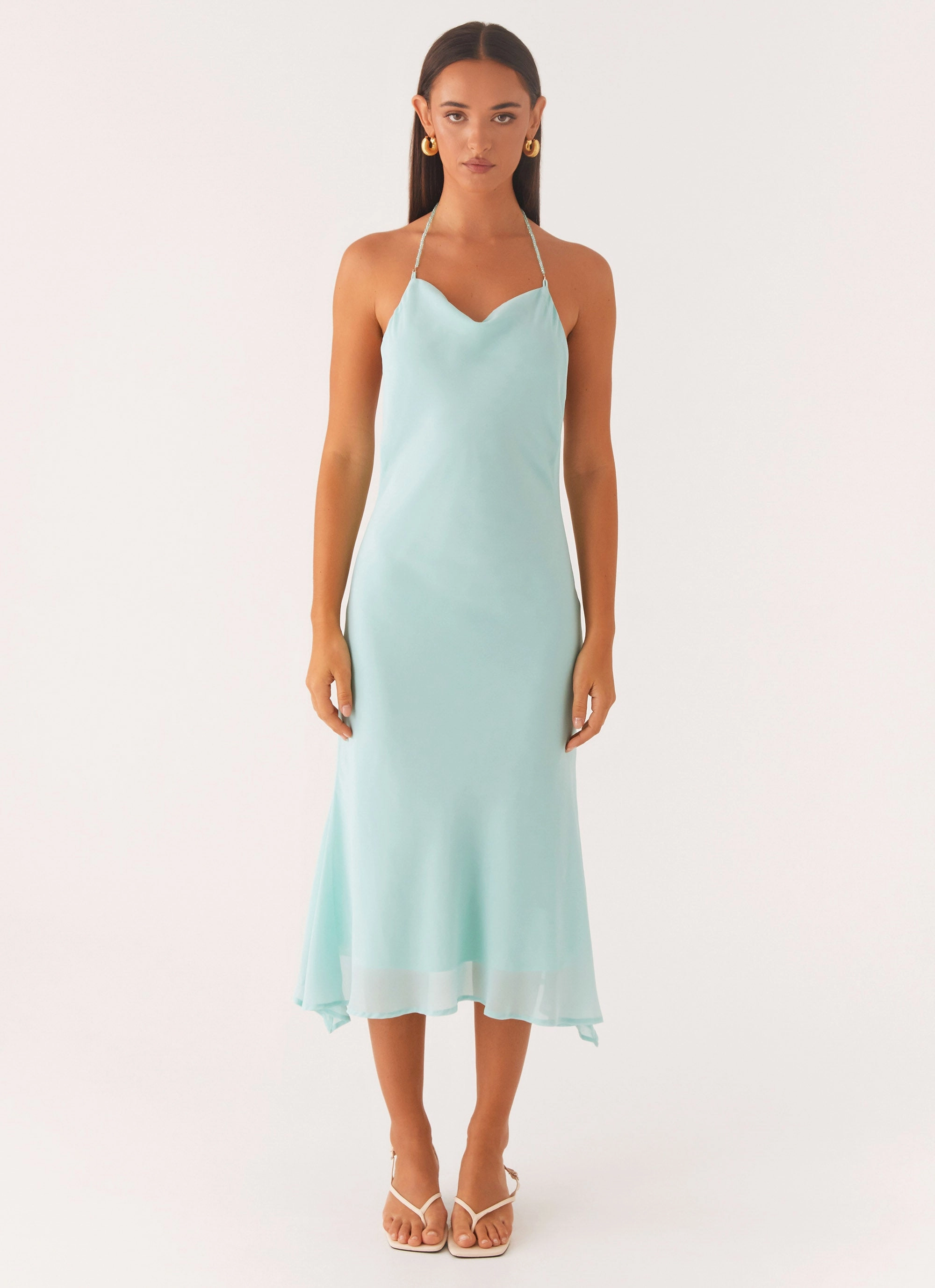 Subtle Flow Deep Dive Midi Dress - Pale Blue