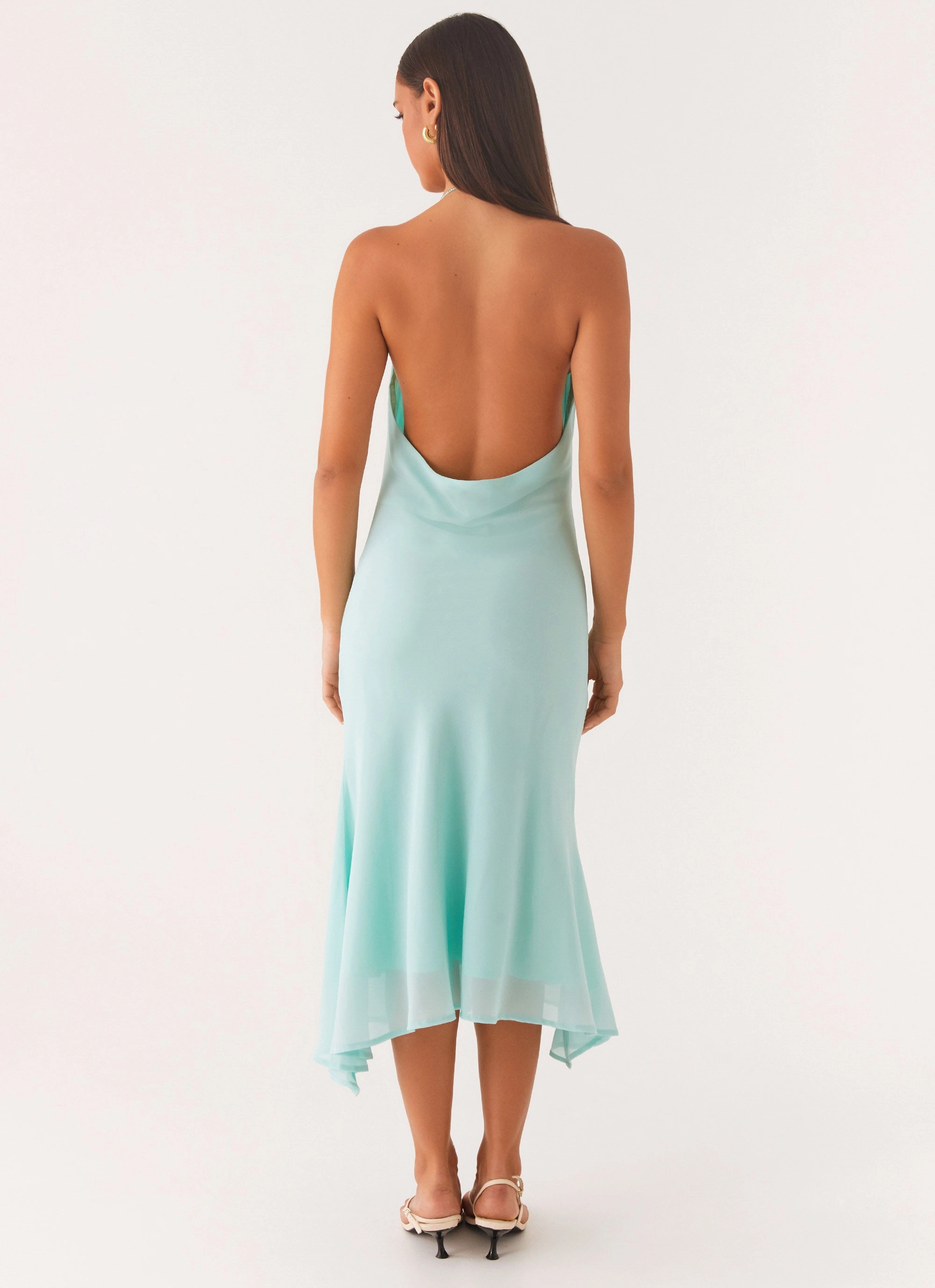 Deep Dive Midi Dress - Pale Blue Silky Shine