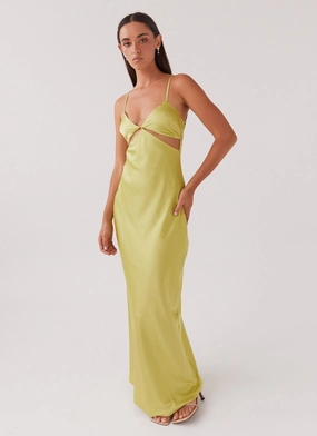 flowy style Casual weekend dress Raylie Cut Out Maxi Dress - Chartreuse