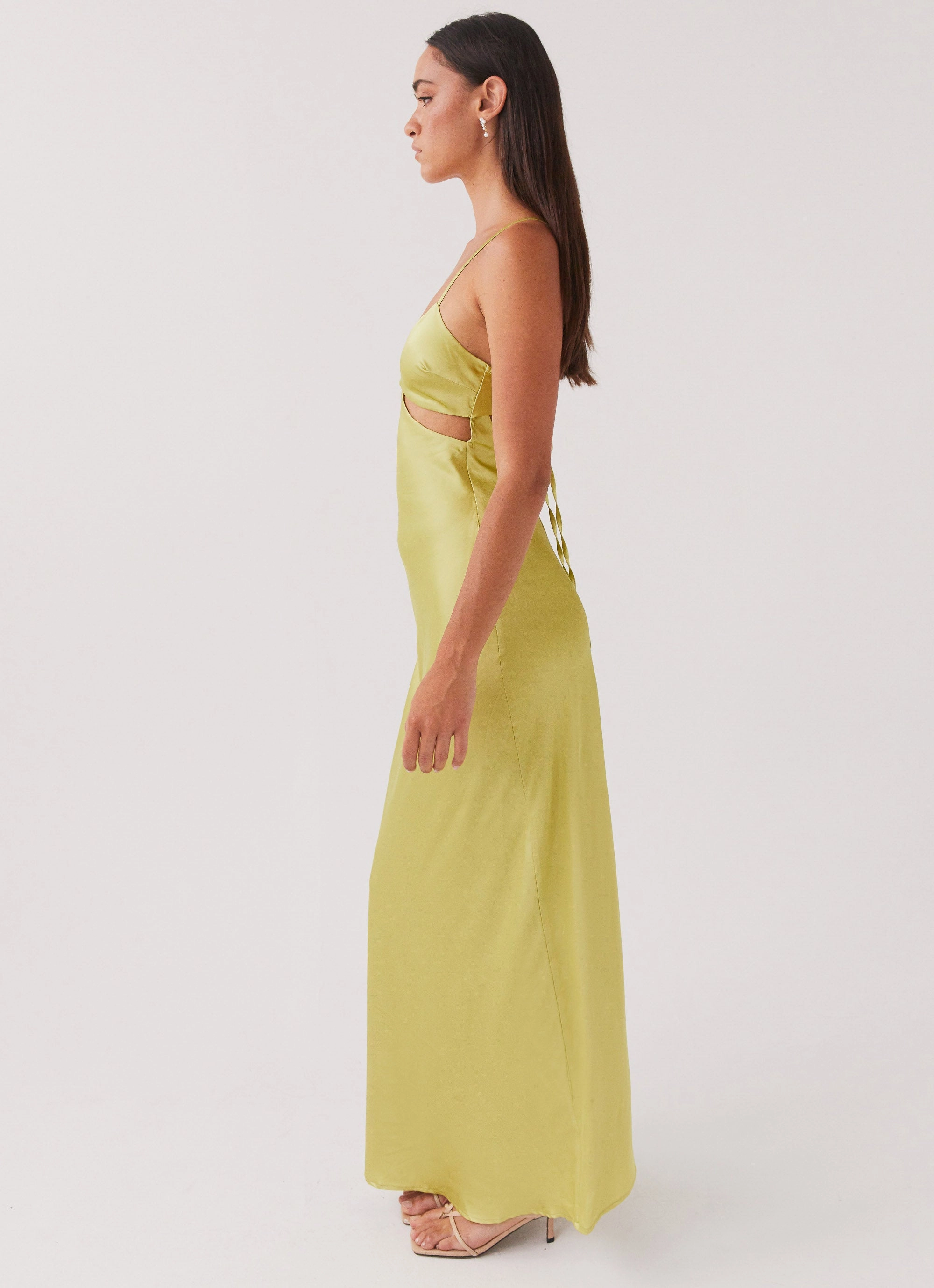 Raylie Cut Out Maxi Dress - Chartreuse Chic Direction Contrast-Panel