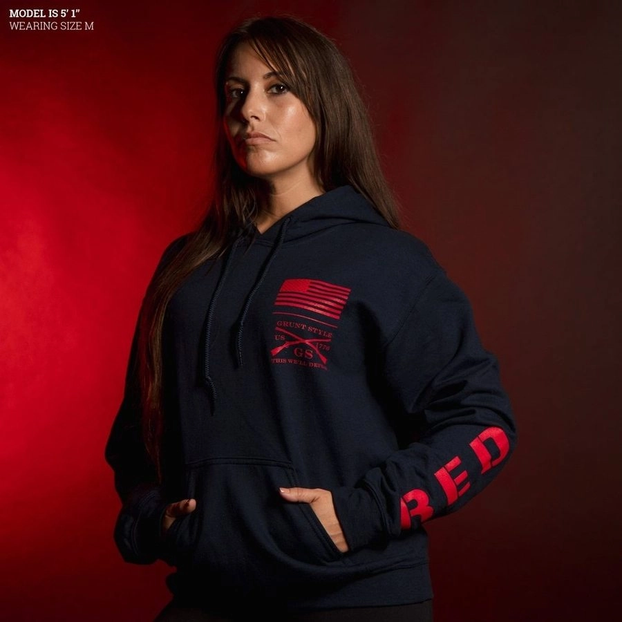 Cozy Chic RED Friday Hoodie - Navy