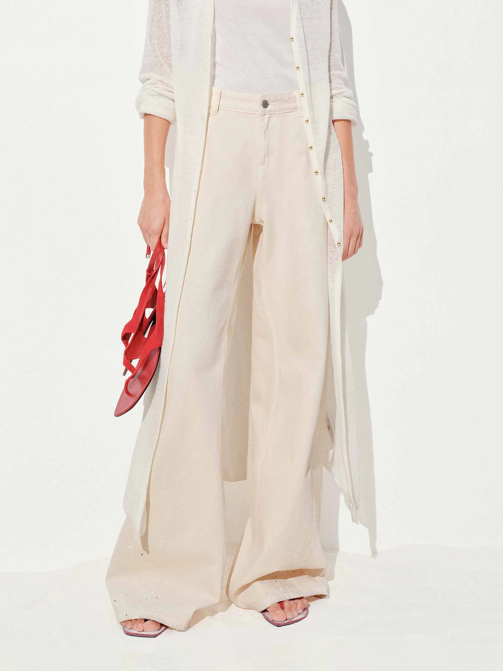 Relax Mode Yearlong Fit Ink-splashed Wide Leg Jeans