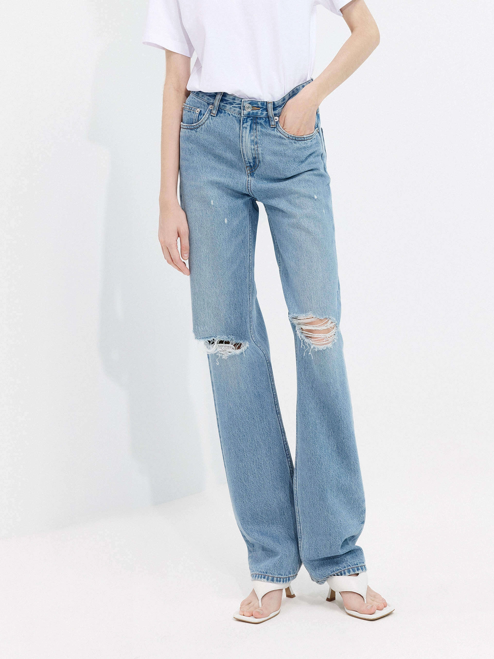 Always Fits Spring Mood Smooth Work Meeting Ripped Straight Leg Jeans