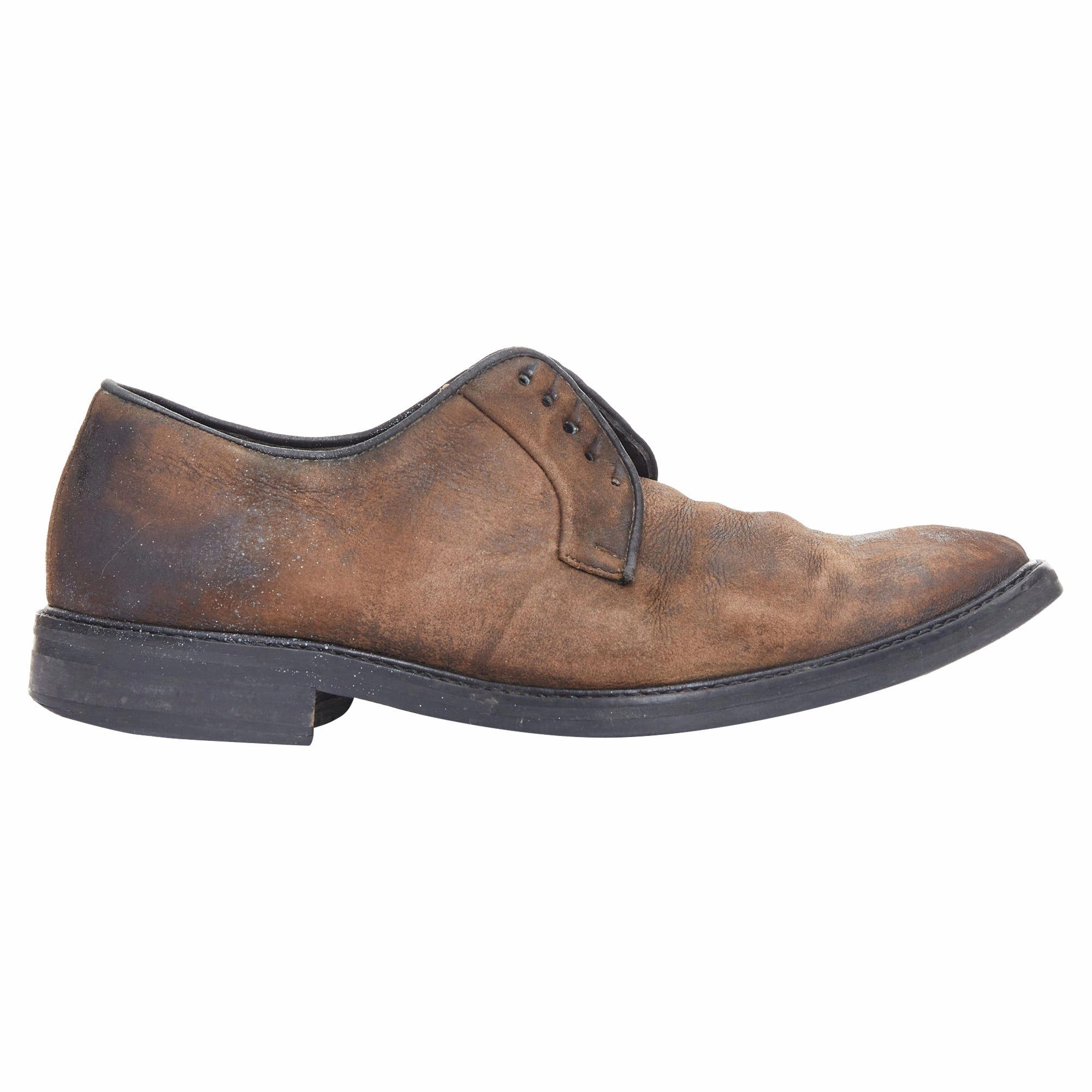 Street Focus Lanvin distressed brushed leather slip on laceless brogues