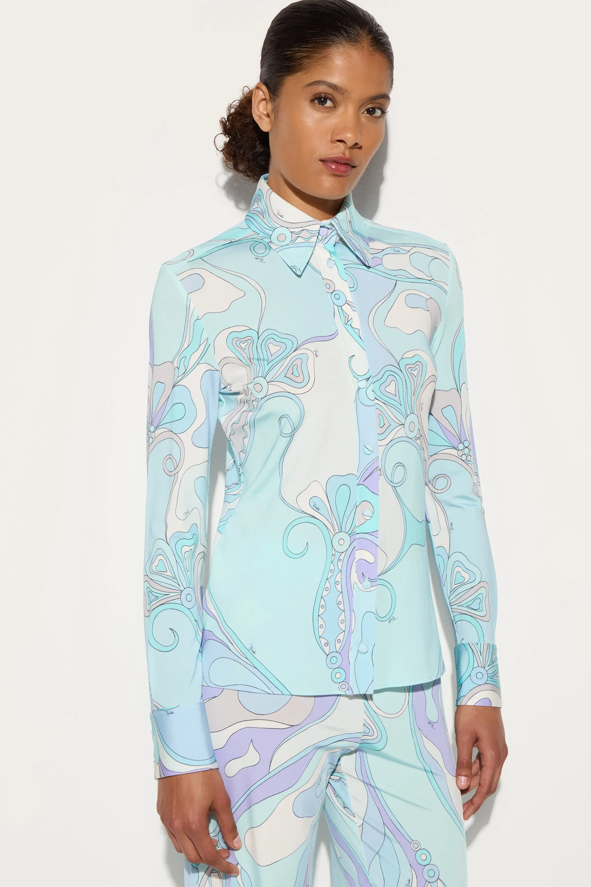 Ultra Soft Interior Premium Pima Cotton Orchidee Print Shirt