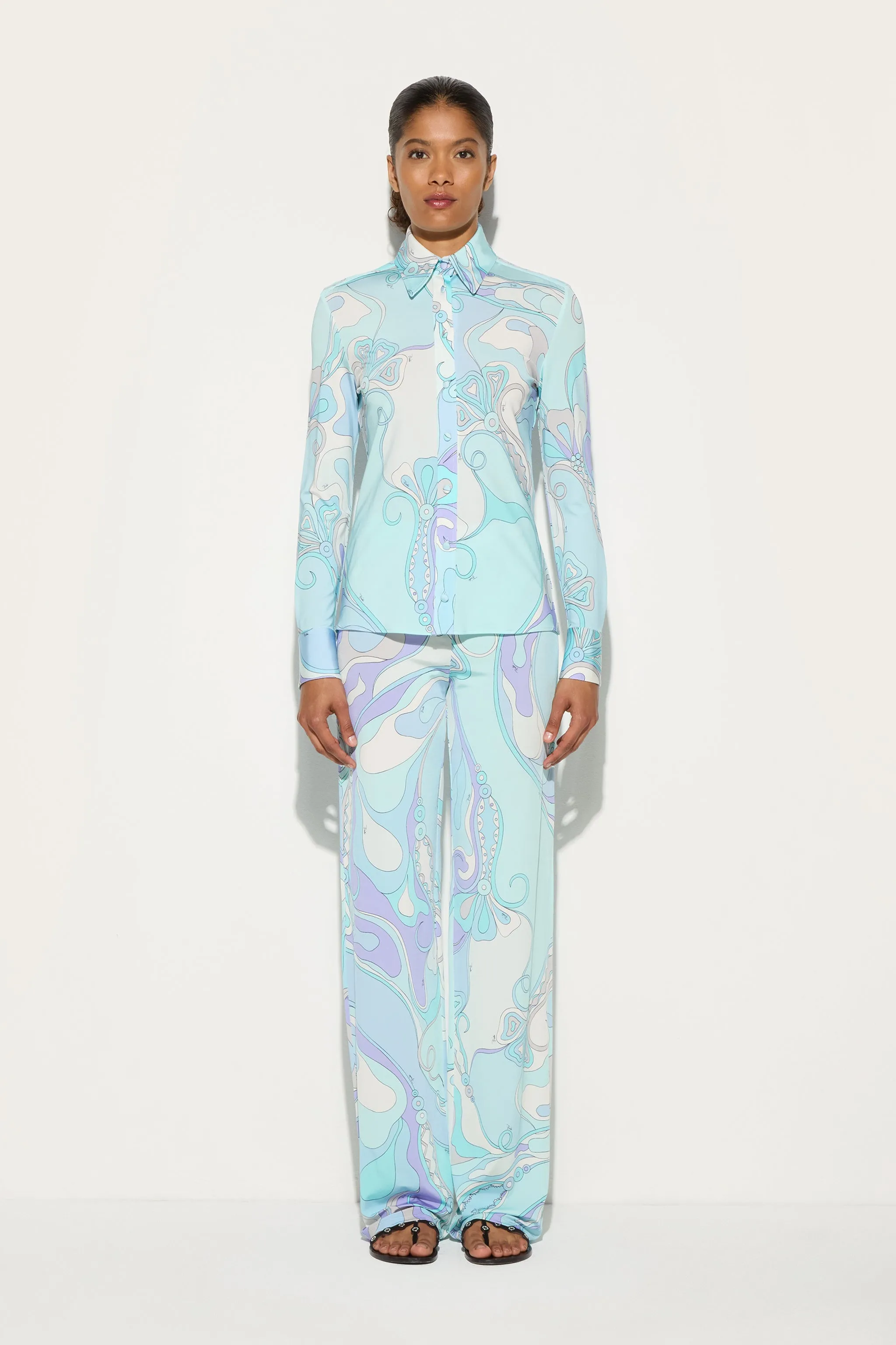 Seasonal Trend Minimalist Style Orchidee Print Shirt