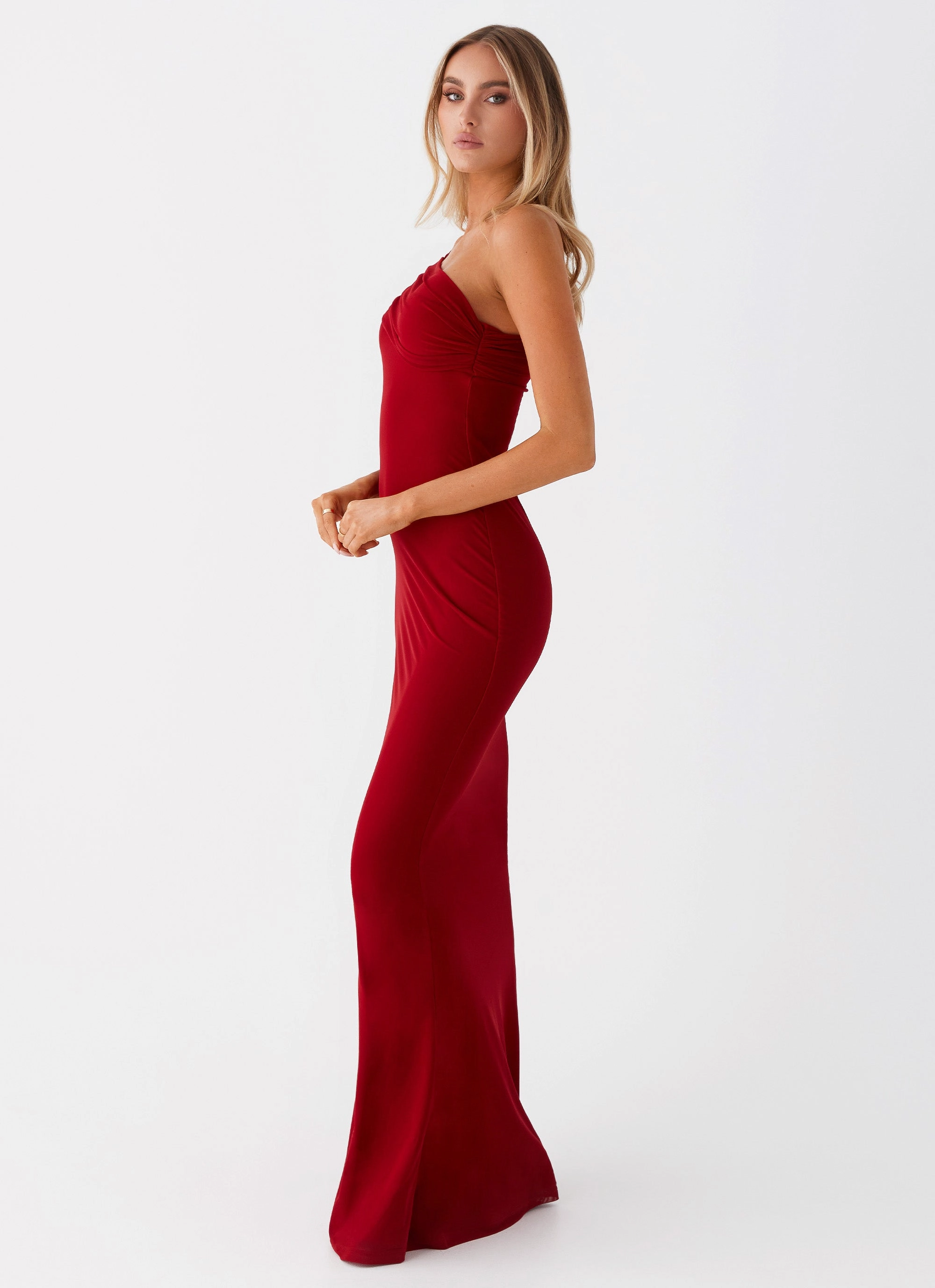 Reine Maxi Dress - Red Feminine Charm Sweetheart-Neck