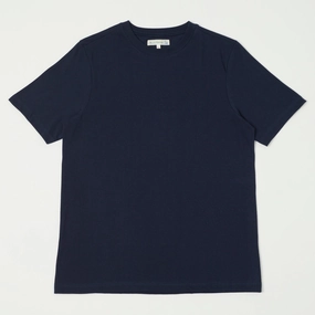 Merz b. Schwanen 1940s Relaxed Lighweight T-Shirt - Ink Blue Boat Neck