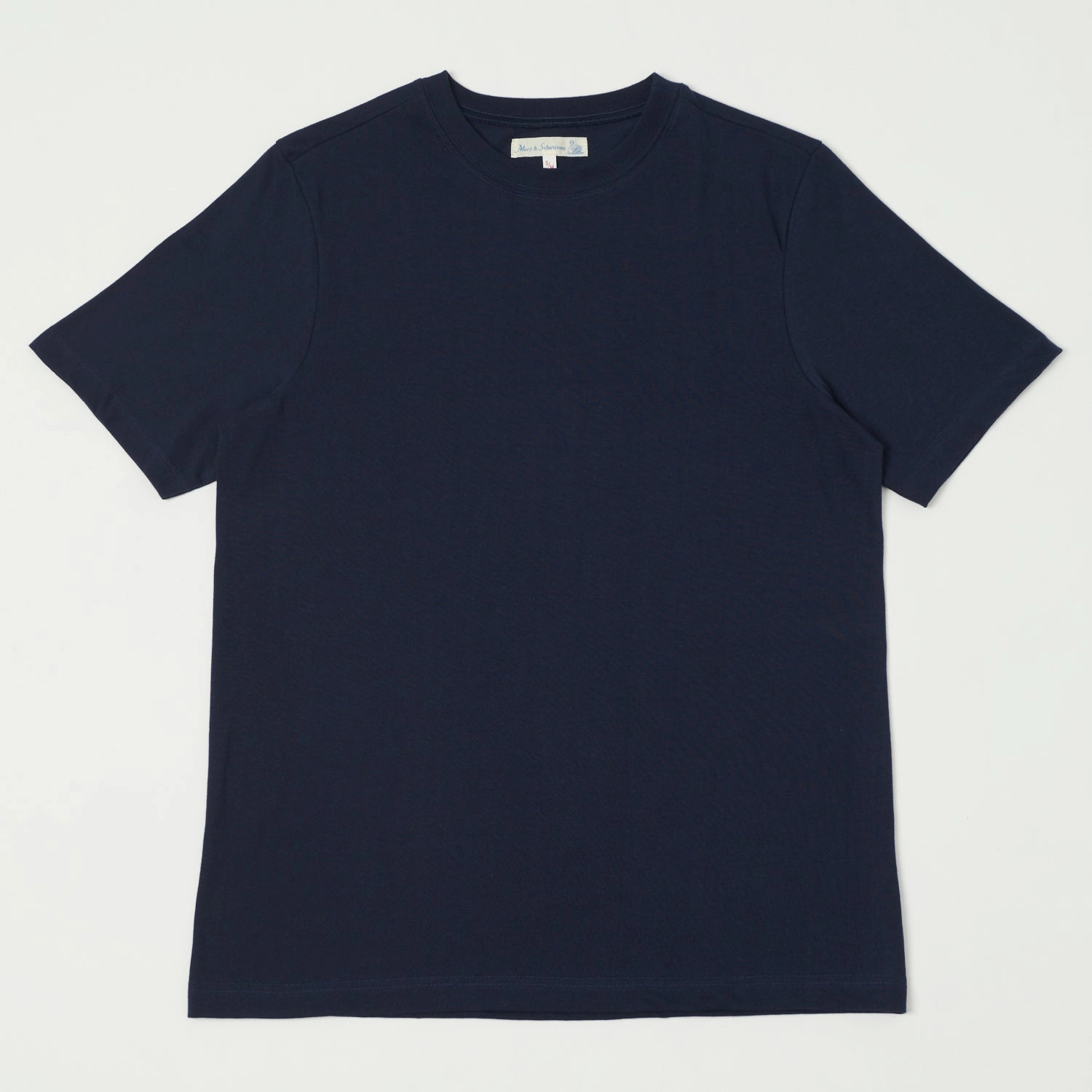 Comfortable and Chic Garment Dyed Technique Merz b. Schwanen 1940s Relaxed Lighweight T-Shirt - Ink Blue