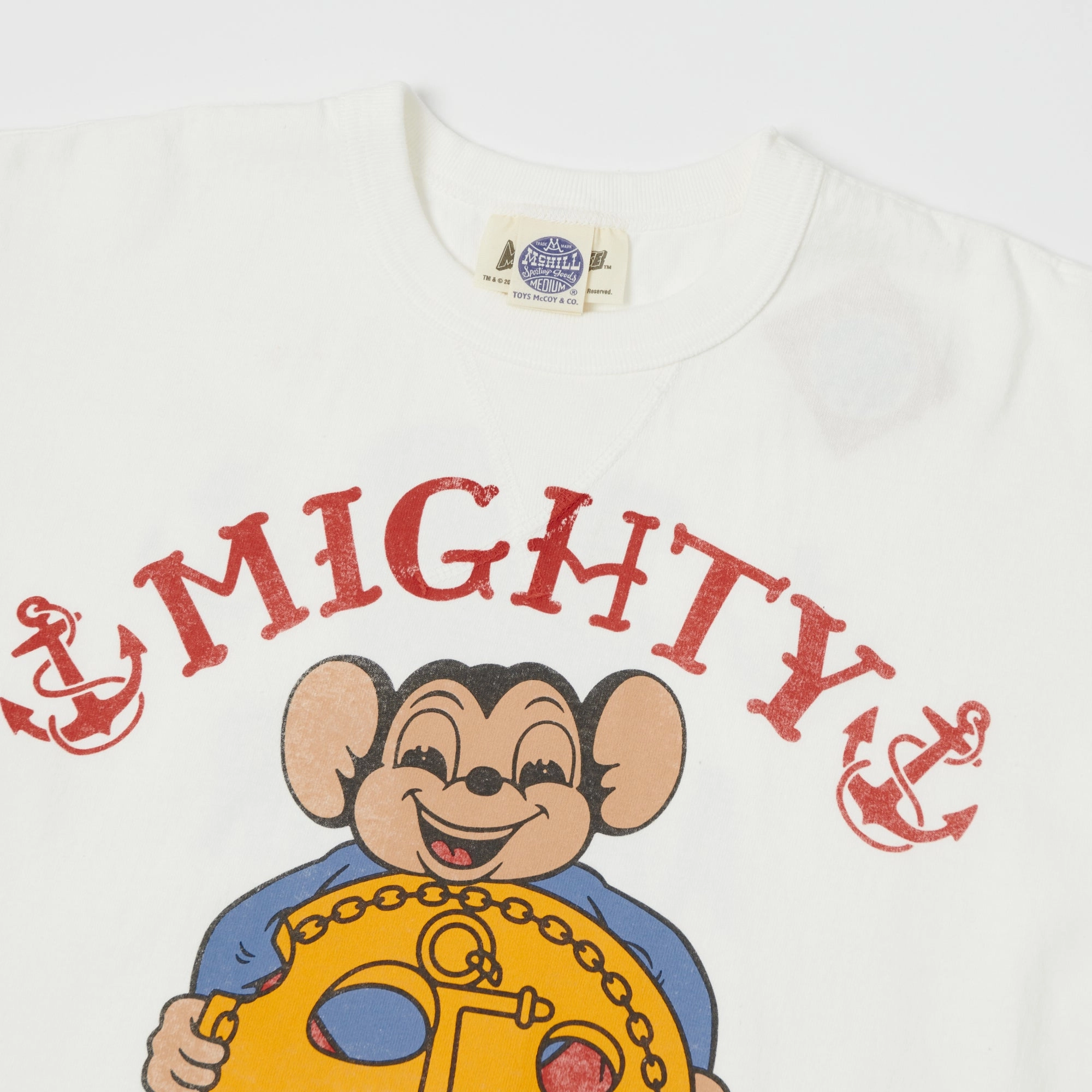 TOYS McCOY 'Anchor Ch.' Mighty Mouse T-Shirt - Off White Effortless Fit Weekend Style