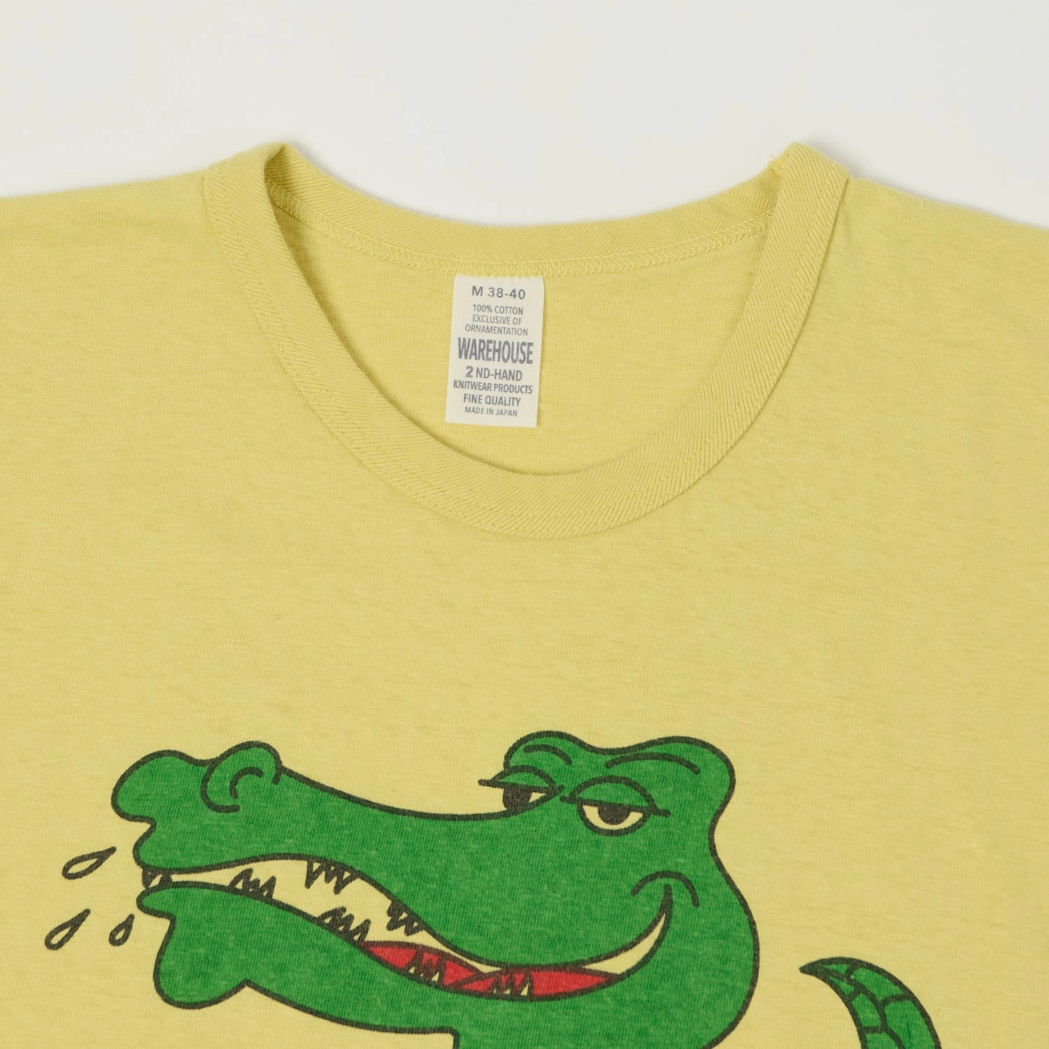 EcoFriendlyMaterial DoubleLayeredCollar Warehouse & Co 4064 'Crocodile' T-Shirt - Cream Yellow