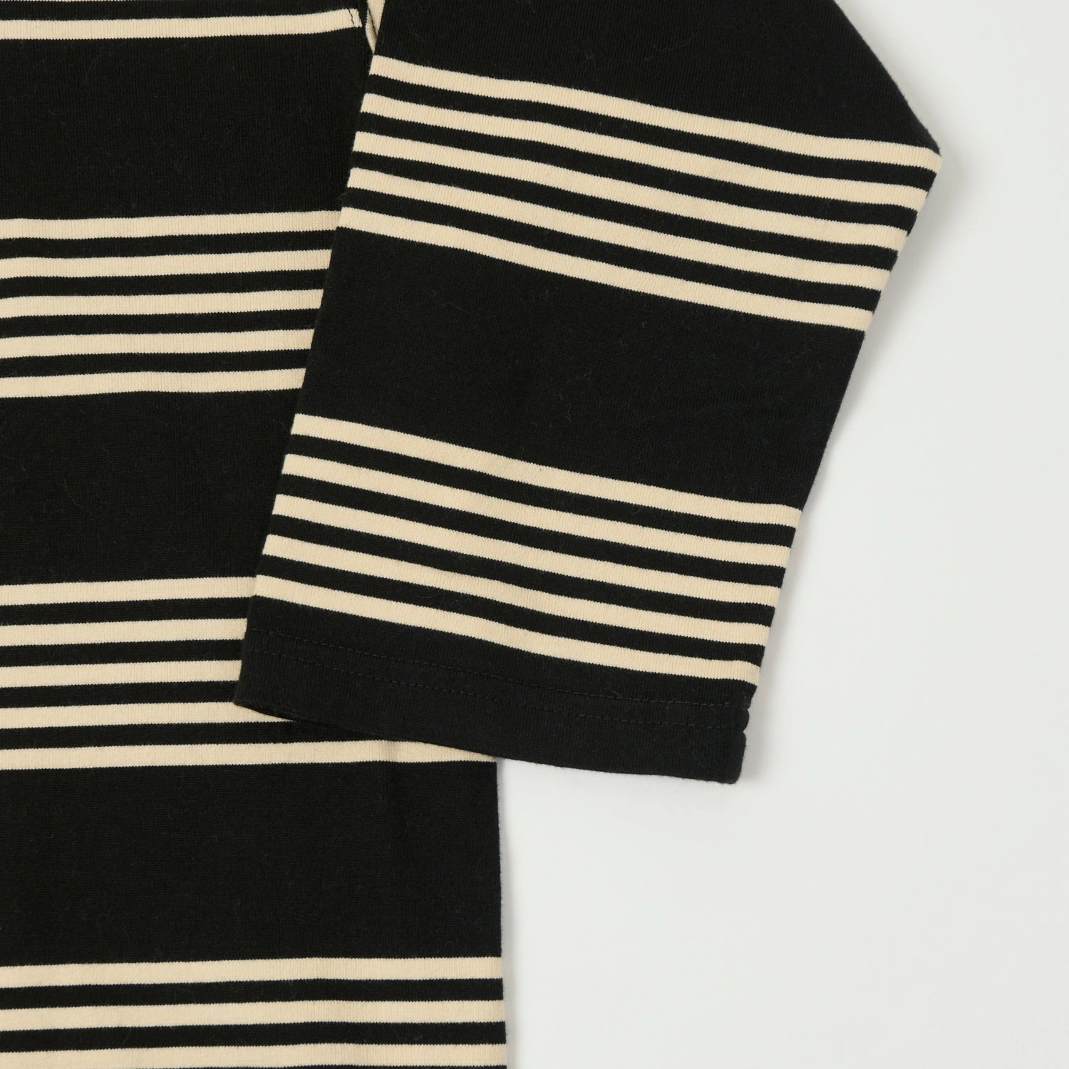 Eco friendly materials TOYS McCOY 'Multi Border Stripe' Quarter Sleeve Stripe T-Shirt - Ivory/Black