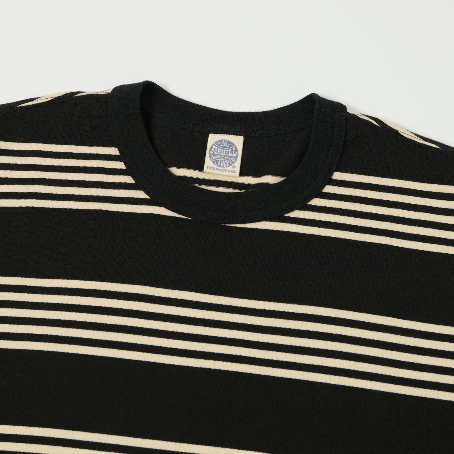RelaxedFit TOYS McCOY 'Multi Border Stripe' Quarter Sleeve Stripe T-Shirt - Ivory/Black