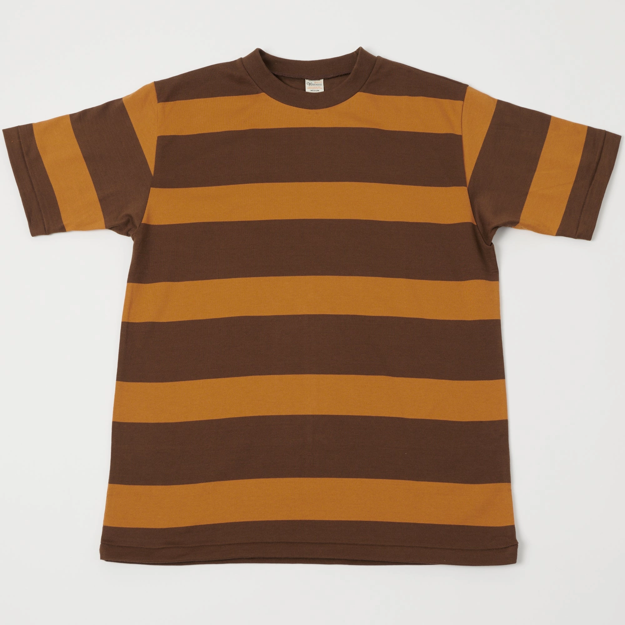 Warehouse & Co 4089 Border Stripe T-Shirt - Brown/Orange Essential Piece Quick Comfort