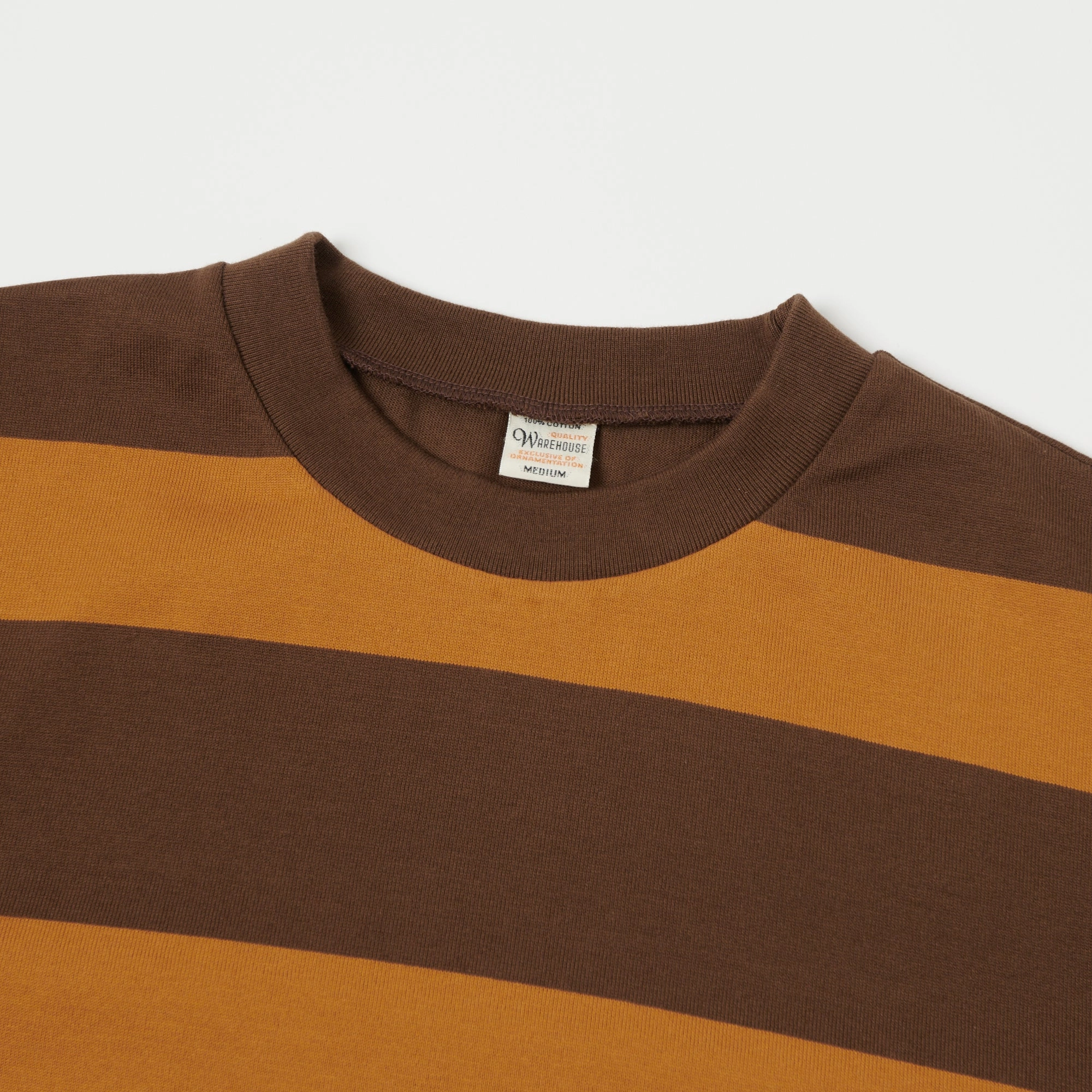 Warehouse & Co 4089 Border Stripe T-Shirt - Brown/Orange Trendy Comfort